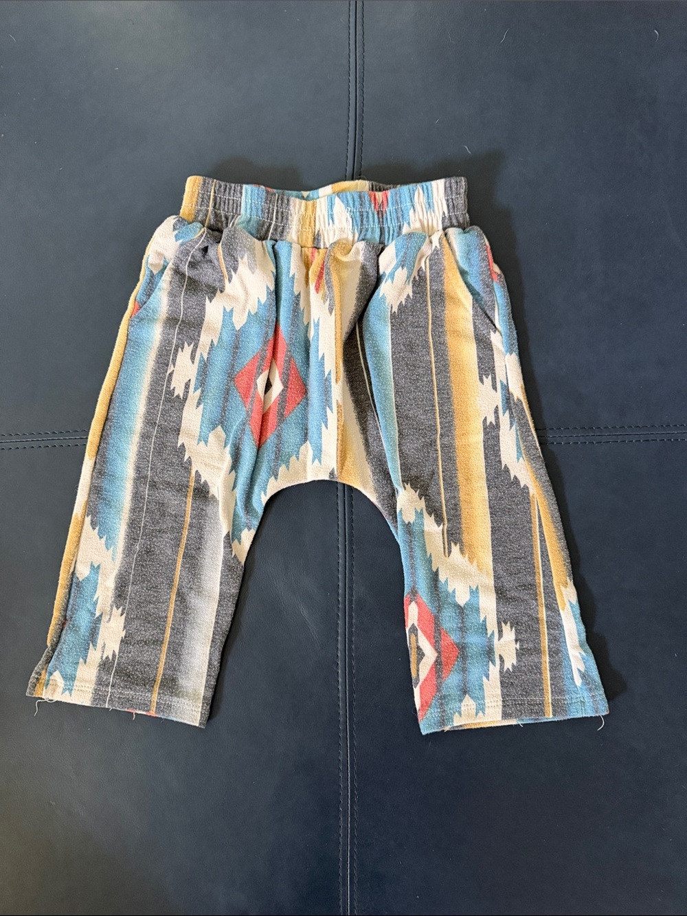 Kids Patterned Pull-On Bottoms in Blue, Yellow & Gray